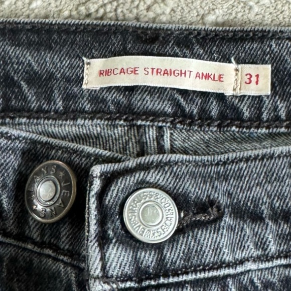 Levi’s jeans premium ribcage straight ankle high rise black button fly 31 - Picture 3 of 15